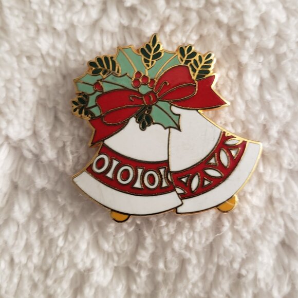 Vintage Pin Christmas Bells Enameled Pin Pinback Xmas - Picture 4 of 6
